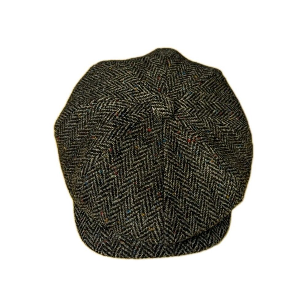 BOTVELA Men's 8 Panel Wool Blend Newsboy Flat Cap 7 1/2/57cm Gray Chevron